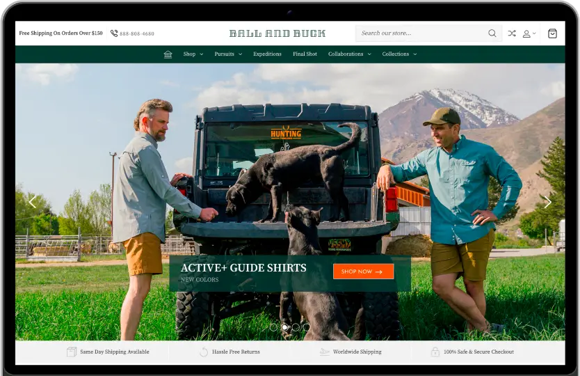 Ball and Buck is a brand offering a variety of outdoor activity lifestyle products. Inspired by the hunting and fishing segment, the ecommerce website provides clothing and accessories that cater to outdoor enthusiasts. With a focus on quality, durability, and a seamless shopping experience, the company strives to empower outdoor enthusiasts and foster a community that embraces the spirit of adventure.