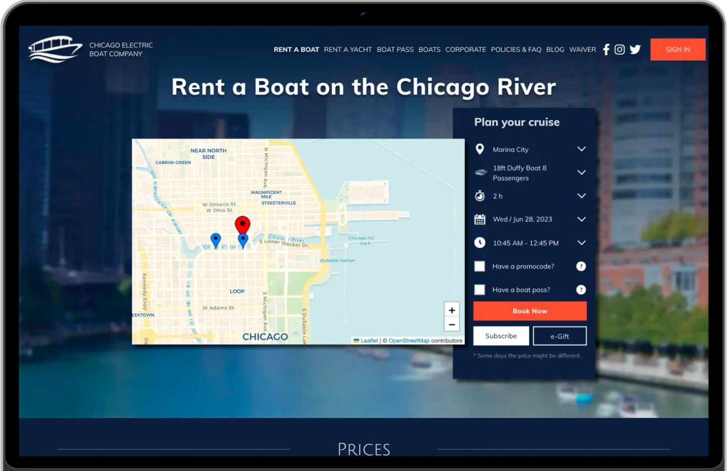 Chicago Electric Boat Company, offers a unique, memorable, and environmentally friendly way to see the great city of Chicago. A prominent boat lending company approached us in 2014 with the aim of enhancing their business processes through the development of a custom reservation system. The project involved web design and development, focusing on creating a robust platform to manage boat reservations efficiently.